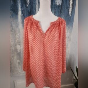 OLD NAVY Women's Coral Polka Dot Blouse